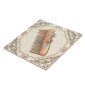 Witte Crème & Gouden Haarkam Grappige Salon Badkam Tegeltje (Zijkant)