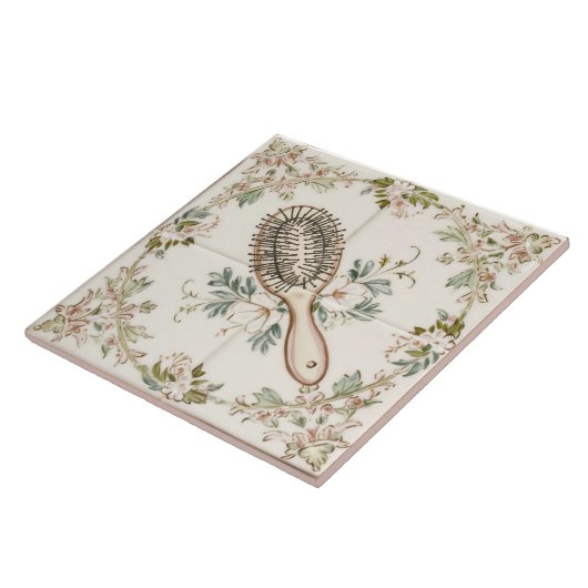 Witte Crème & Groene Haarborstel Grappige Badkamer Tegeltje (Zijkant)