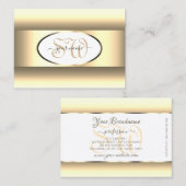 Witte Crème Ombre Initialen Licht Goud Decor Rand Visitekaartje (Voorkant / Achterkant)