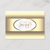 Witte Crème Ombre Initialen Licht Goud Decor Rand Visitekaartje (Voorkant)