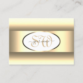 Witte Crème Ombre Initialen Licht Goud Decor Rand Visitekaartje