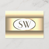 Witte Crème Ombre Monogram Licht Goud Decor Rand Visitekaartje (Voorkant)