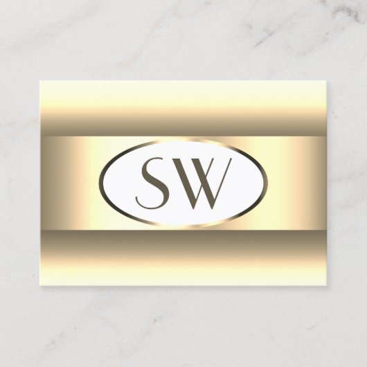 Witte Crème Ombre Monogram Licht Goud Decor Rand Visitekaartje (Voorkant)