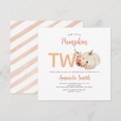 Witte Crème Oranje Pompoen Is Twee Verjaardagsbloe Kaart (Voorkant / Achterkant)