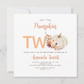 Witte Crème Oranje Pompoen Is Twee Verjaardagsbloe Kaart (Voorkant)