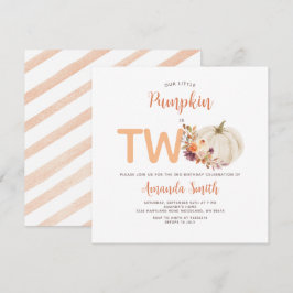 Witte Crème Oranje Pompoen Is Twee Verjaardagsbloe Kaart