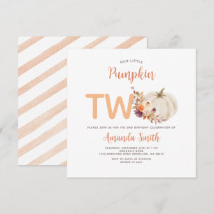 Witte Crème Oranje Pompoen Is Twee Verjaardagsbloe Kaart