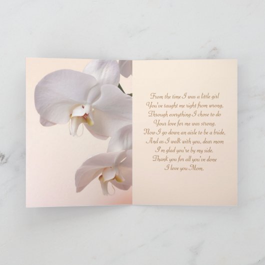Witte-crème Orchideeën Bruiloft. Dank je, moeder Bedankkaart (Binnen)