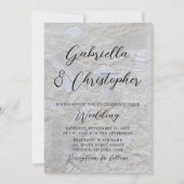 Witte crème patroon zwarte kalligrafie trouw  kaart (Voorkant)