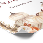 Witte Crème Pompoen Bloemrijke Waterverf Favor Tek Poster (Hoek)