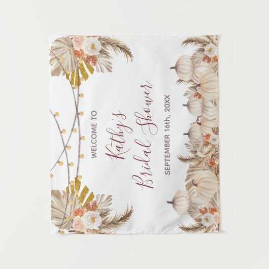 Witte Crème Pompoen Bruiloftfeest Sign Tapijt Wandkleed (Voorkant)