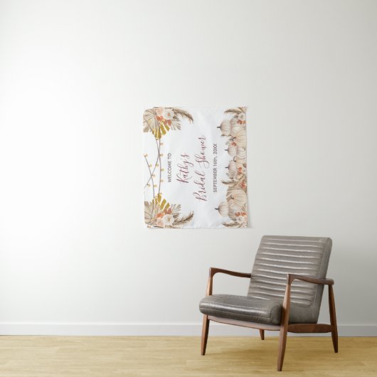 Witte Crème Pompoen Bruiloftfeest Sign Tapijt Wandkleed (In situ)