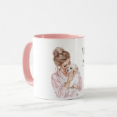 Witte Crème Puppy Hond Moeder Roze Mok (Voorkant links)