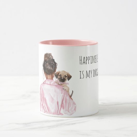 Witte Crème Puppy Zwarte Dame Hond Moeder Mok (Midden)
