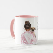 Witte Crème Puppy Zwarte Dame Hond Moeder Mok (Voorkant links)