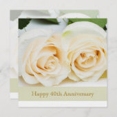Witte crème rozen, 40ste trouwdag kaart (Voorkant / Achterkant)