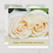 Witte crème rozen, 75ste huwelijksjubileum kaart (Voorkant / Achterkant)