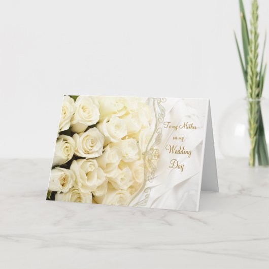 Witte crème rozen. Dank je moeder voor mijn bruilo Kaart (Voorkant)