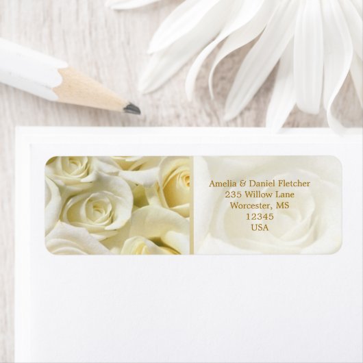 Witte crème rozen Terug Adres Etiket (Insitu)