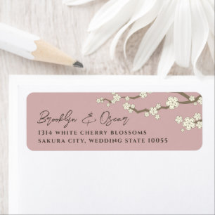 Witte Crème Sakura Kersenbloesem Aziatische Bruilo Etiket