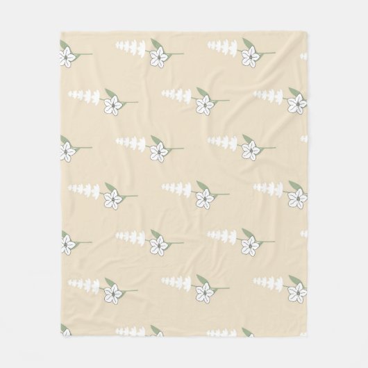 Witte Crème Tropische Bloemen Botanische Zomer Fleece Deken (Voorkant)