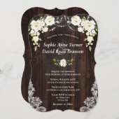 witte crèmebloemen - Hout Weddenschap Kaart (Voorkant / Achterkant)