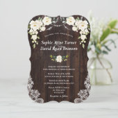 witte crèmebloemen - Hout Weddenschap Kaart (Staand voorkant)