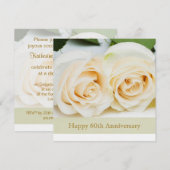 Witte crèmekleurige rozen, 60ste trouwdagjubileum kaart (Voorkant / Achterkant)
