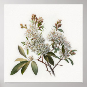 Witte Crêpe Myrtle Flowers Art Print Poster