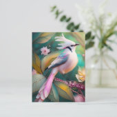 Witte Crested Blush Tail Jay Fantasy Bird Briefkaart (Staand voorkant)