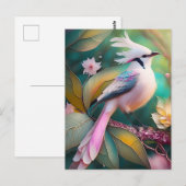 Witte Crested Blush Tail Jay Fantasy Bird Briefkaart (Voorkant / Achterkant)