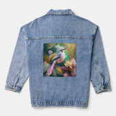 Witte Crested Blush Tail Jay Fantasy Bird Denim Jacket (Achterkant)