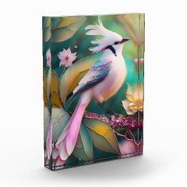 Witte Crested Blush Tail Jay Fantasy Bird Fotoblokken