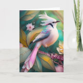Witte Crested Blush Tail Jay Fantasy Bird Kaart (Voorkant)