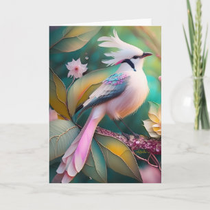 Witte Crested Blush Tail Jay Fantasy Bird Kaart