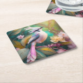 Witte Crested Blush Tail Jay Fantasy Bird Kartonnen Onderzetters (Schuin)