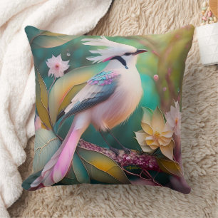 Witte Crested Blush Tail Jay Fantasy Bird Kussen