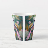 Witte Crested Blush Tail Jay Fantasy Bird Latte Mok (Voorkant)