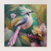 Witte Crested Blush Tail Jay Fantasy Bird Legpuzzel (Verticaal)