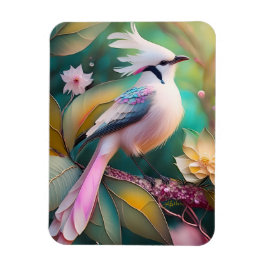 Witte Crested Blush Tail Jay Fantasy Bird Magneet