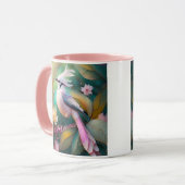 Witte Crested Blush Tail Jay Fantasy Bird Mok (Voorkant links)