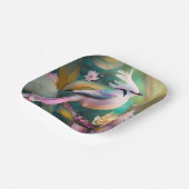 Witte Crested Blush Tail Jay Fantasy Bird Papieren Bordje (Gebogen)