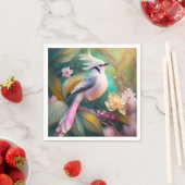 Witte Crested Blush Tail Jay Fantasy Bird Servet (Insitu)