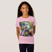 Witte Crested Blush Tail Jay Fantasy Bird T-shirt (Voorkant volledig)