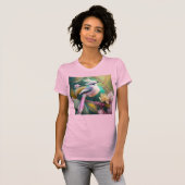 Witte Crested Blush Tail Jay Fantasy Bird T-shirt (Voorkant volledig)