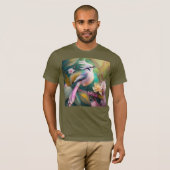 Witte Crested Blush Tail Jay Fantasy Bird T-shirt (Voorkant volledig)