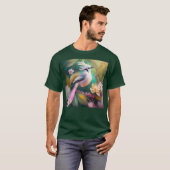 Witte Crested Blush Tail Jay Fantasy Bird T-shirt (Voorkant volledig)