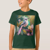 Witte Crested Blush Tail Jay Fantasy Bird T-shirt (Voorkant)