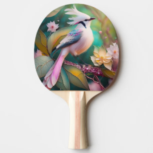 Witte Crested Blush Tail Jay Fantasy Bird Tafeltennisbatje