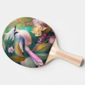 Witte Crested Blush Tail Jay Fantasy Bird Tafeltennisbatje (Zijkant)